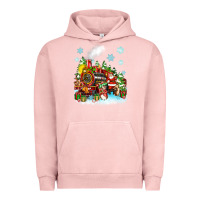 Pigment Salmon christmas santa and friends train Urban Hoodie - Zillion Design Studio