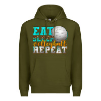 Army Green eat sleep volleyball repeat Premium Hoodie - texasbilliewilder