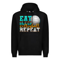 Black eat sleep volleyball repeat Premium Hoodie - texasbilliewilder