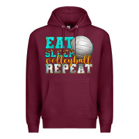 Burgundy eat sleep volleyball repeat Premium Hoodie - texasbilliewilder