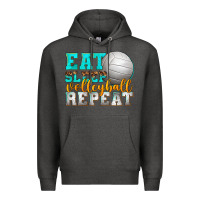 Charcoal Heather eat sleep volleyball repeat Premium Hoodie - texasbilliewilder