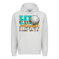 Dove Grey eat sleep volleyball repeat Premium Hoodie - texasbilliewilder