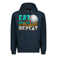 Navy eat sleep volleyball repeat Premium Hoodie - texasbilliewilder
