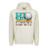 Oatmeal Heather eat sleep volleyball repeat Premium Hoodie - texasbilliewilder