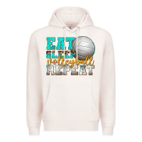 Pale Pink eat sleep volleyball repeat Premium Hoodie - texasbilliewilder