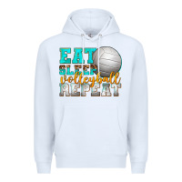 White eat sleep volleyball repeat Premium Hoodie - texasbilliewilder