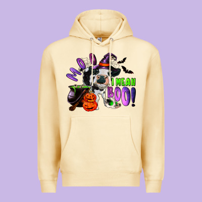 Moo I Mean Boo Baby Cow Premium Hoodie Designed By Ranaportraitstore