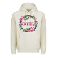 Oatmeal Heather Mother With Floral Wreath Premium Hoodie - RanaPortraitStore