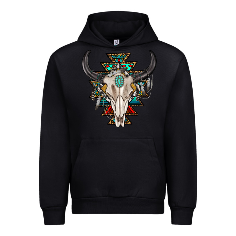 Western Aztec Bull Skull With Gemstone Urban Hoodie by texasbilliewilder | Teevron