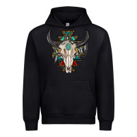 Black western aztec bull skull with gemstone Urban Hoodie - texasbilliewilder