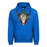 Cobalt western aztec bull skull with gemstone Urban Hoodie - texasbilliewilder