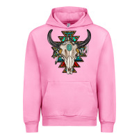Fuchsia Pink western aztec bull skull with gemstone Urban Hoodie - texasbilliewilder