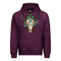Mauve Wine western aztec bull skull with gemstone Urban Hoodie - texasbilliewilder