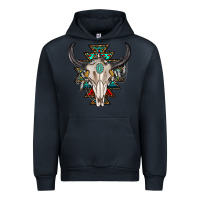 Navy western aztec bull skull with gemstone Urban Hoodie - texasbilliewilder