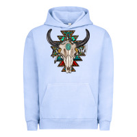 Pigment Grape Ice western aztec bull skull with gemstone Urban Hoodie - texasbilliewilder