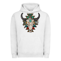 Pigment Lunar Rock western aztec bull skull with gemstone Urban Hoodie - texasbilliewilder