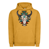 Pigment Peanut Butter western aztec bull skull with gemstone Urban Hoodie - texasbilliewilder