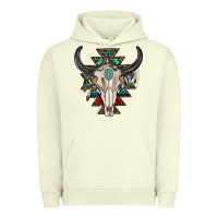 Pigment Pistachio western aztec bull skull with gemstone Urban Hoodie - texasbilliewilder
