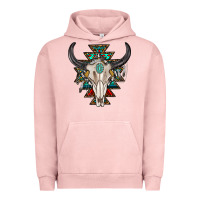 Pigment Salmon western aztec bull skull with gemstone Urban Hoodie - texasbilliewilder