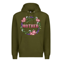 Army Green Mother With Floral Wreath Premium Hoodie - RanaPortraitStore
