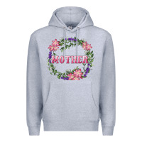 Heather Grey Mother With Floral Wreath Premium Hoodie - RanaPortraitStore