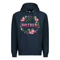 Navy Mother With Floral Wreath Premium Hoodie - RanaPortraitStore