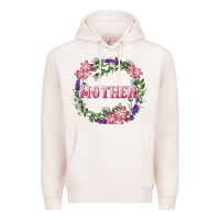 Pale Pink Mother With Floral Wreath Premium Hoodie - RanaPortraitStore