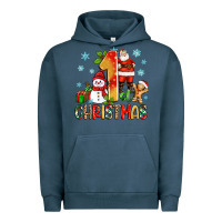 Pigment Midnight Navy 1st christmas santa and snowman Urban Hoodie - Zillion Design Studio