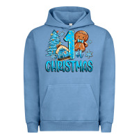 Pigment Pebble Blue 1st christmas gingerbread boy Urban Hoodie - Zillion Design Studio