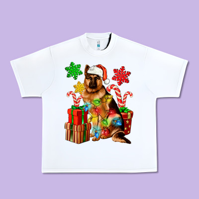 Christmas German Shepherd Urban Heavy Tee Designed By Artiststas