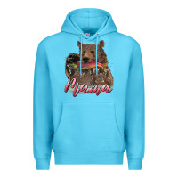 Ocean Blue Mother's Day Mama Bear Hunting Fish Premium Hoodie - RanaPortraitStore
