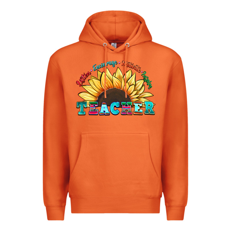Teacher Sunflower Listen Encourage Motivate Inspir Premium Hoodie by Zillion Design Studio | Teevron
