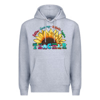 Heather Grey teacher sunflower listen encourage motivate inspir Premium Hoodie - Zillion Design Studio