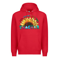 Red teacher sunflower listen encourage motivate inspir Premium Hoodie - Zillion Design Studio