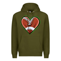 Army Green football heart Premium Hoodie - texasbilliewilder