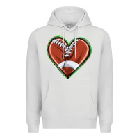 Dove Grey football heart Premium Hoodie - texasbilliewilder
