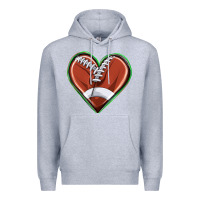 Heather Grey football heart Premium Hoodie - texasbilliewilder