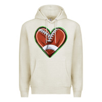 Oatmeal Heather football heart Premium Hoodie - texasbilliewilder