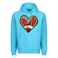 Ocean Blue football heart Premium Hoodie - texasbilliewilder