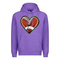 Purple football heart Premium Hoodie - texasbilliewilder