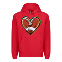 Red football heart Premium Hoodie - texasbilliewilder