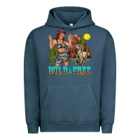 Pigment Midnight Navy wild and free Urban Hoodie - texasbilliewilder