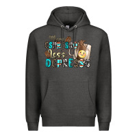 Charcoal Heather more espresso less depresso Premium Hoodie - Zillion Design Studio