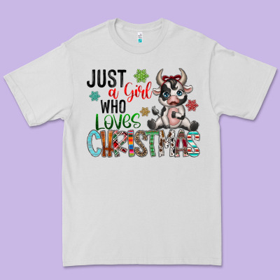 Just A Girl Who Loves Christmas Premium Tee Designed By Cowhidedigitalart