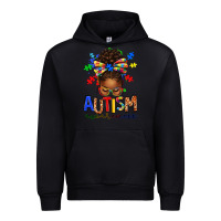 Black autism awareness afro messy bun Urban Hoodie - texasbilliewilder