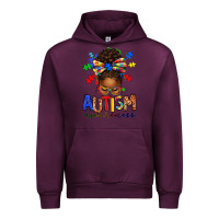 Mauve Wine autism awareness afro messy bun Urban Hoodie - texasbilliewilder
