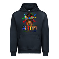 Navy autism awareness afro messy bun Urban Hoodie - texasbilliewilder
