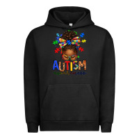 Pigment Black autism awareness afro messy bun Urban Hoodie - texasbilliewilder