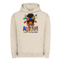 Pigment French Oak autism awareness afro messy bun Urban Hoodie - texasbilliewilder