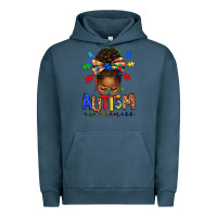 Pigment Midnight Navy autism awareness afro messy bun Urban Hoodie - texasbilliewilder
